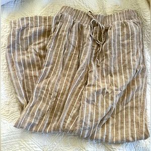 NWOT Briggs size small tan and white stripe linen pants